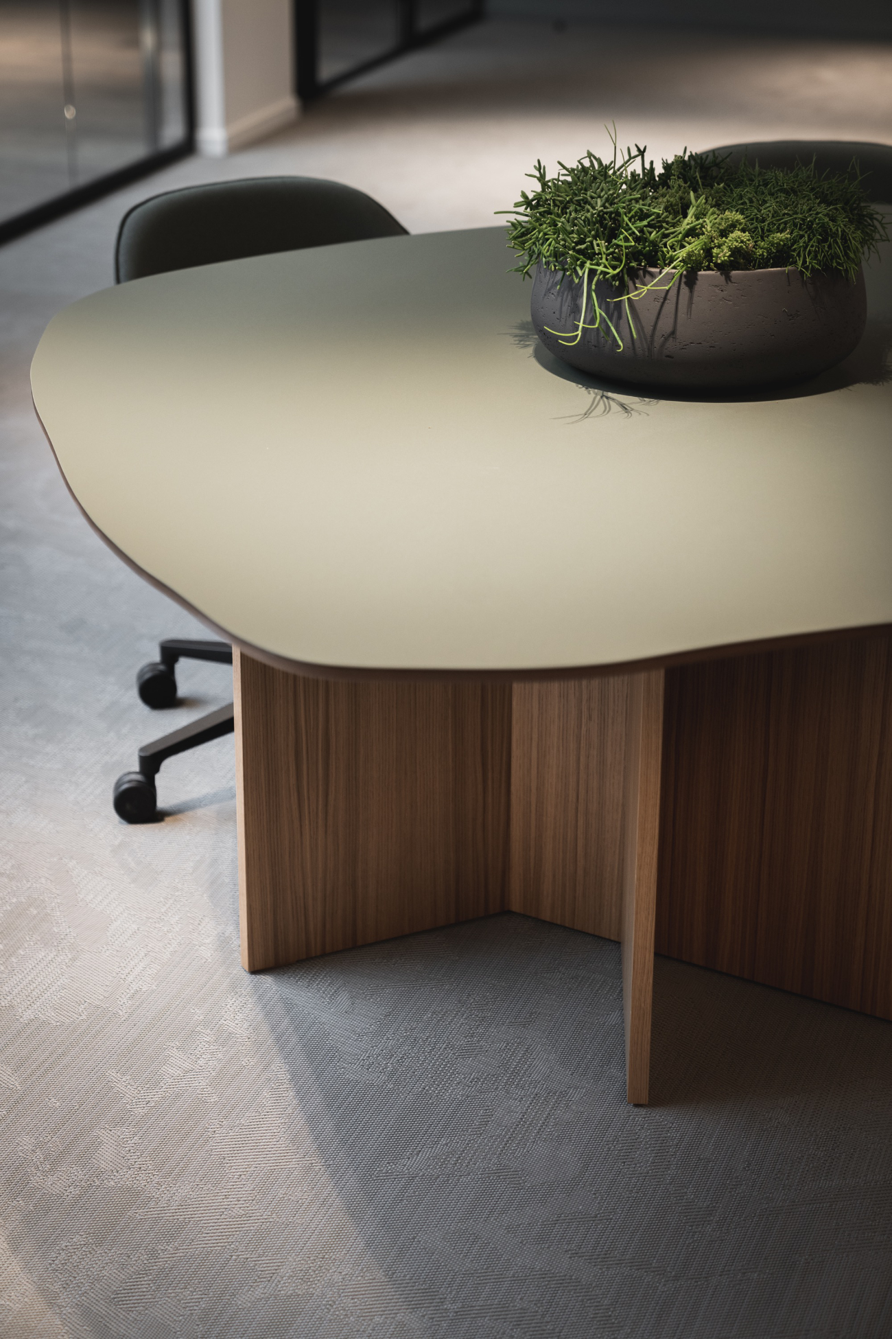 Moderne kontor med bord og planter