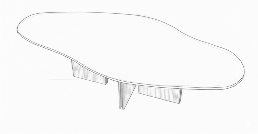 Moderne oval bord med ribbede ben