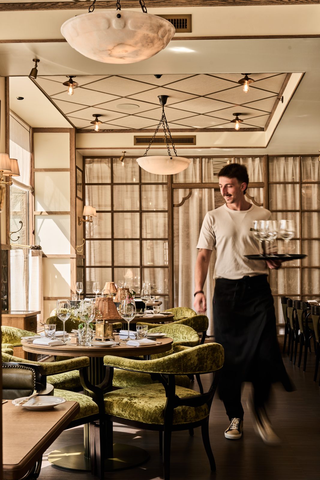 Elegant restaurant with vintage-inspired design