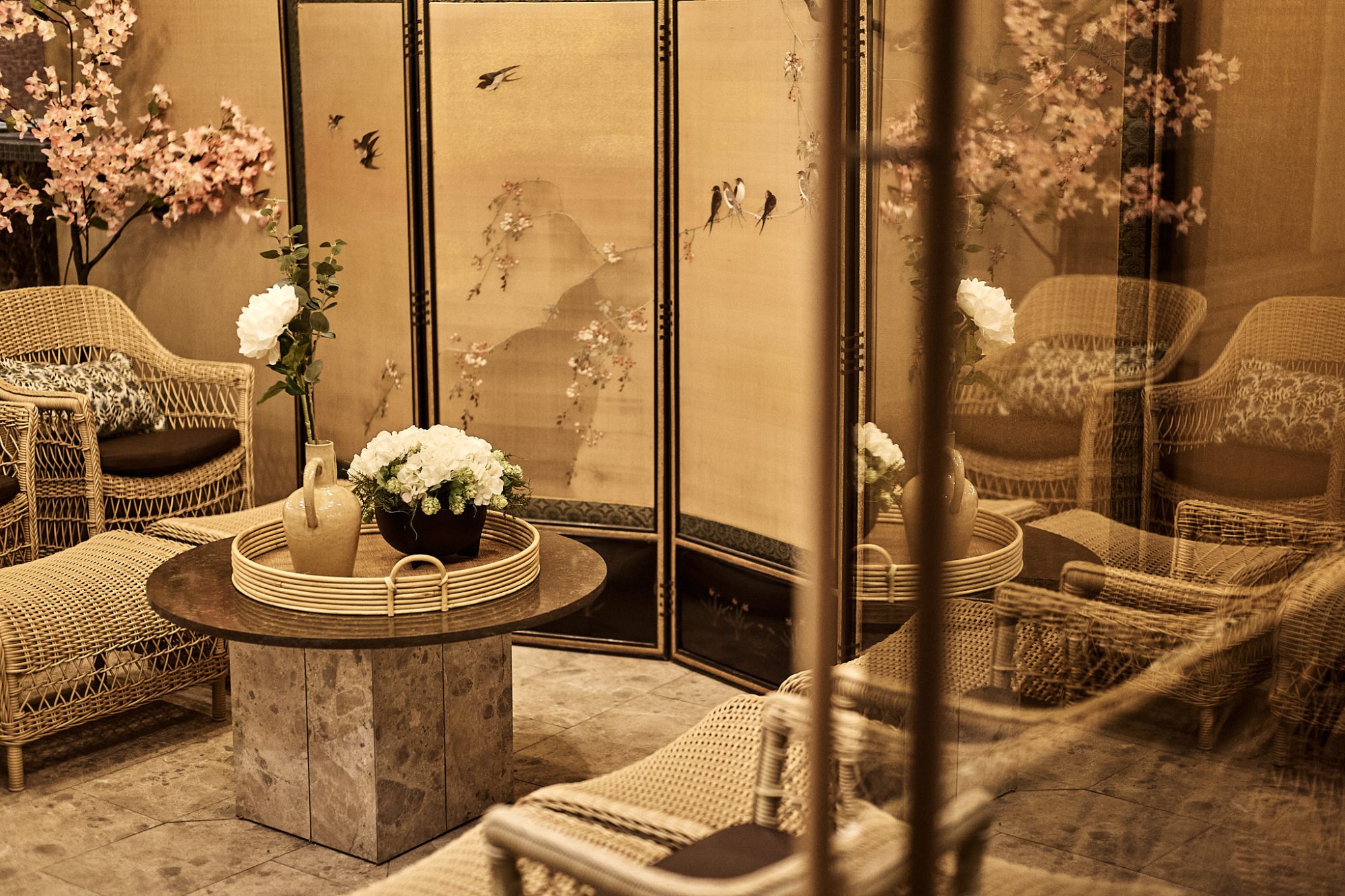 Elegant Rattan Sofa Arrangement Design